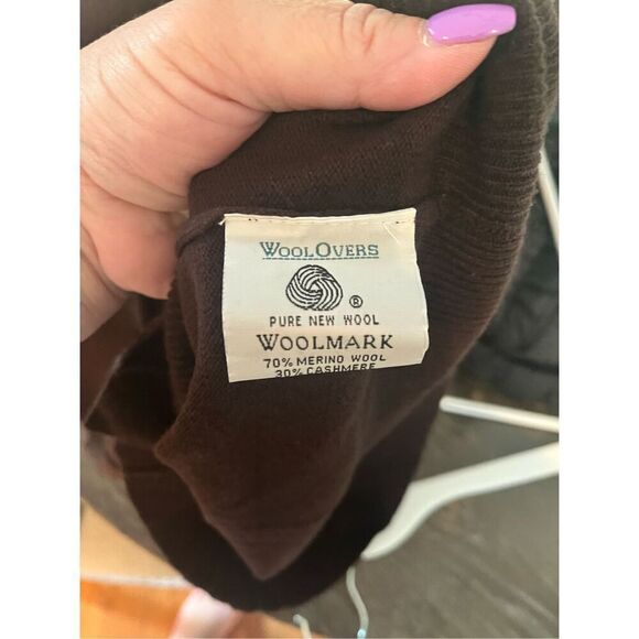 WoolOvers Brown Wool & Cashmere Long Line V-Neck Cardigan Vest sz M NWT - Picture 7 of 7